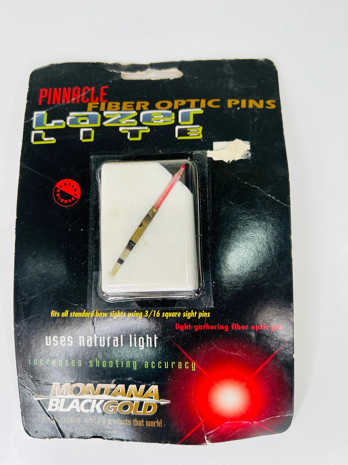 BLK GOLD FIBER PIN BACK RED FIBER OPTIC PIN .019 BACK TRACK RED