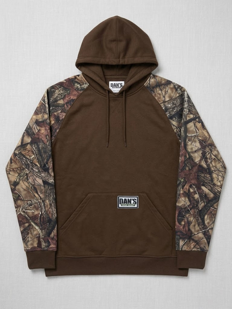 DAN'S BRIAR SLEEVE HOODIE BRN/CAMO LARGE