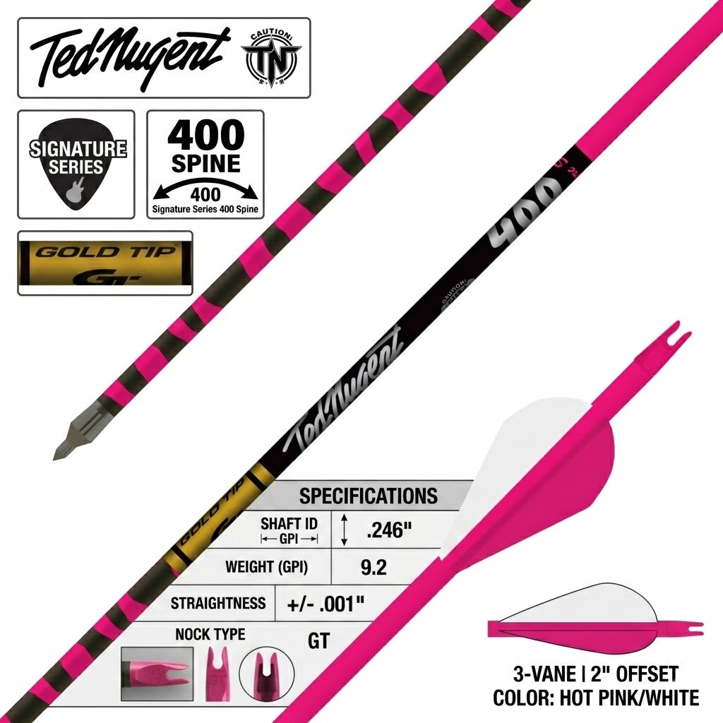 GOLD TIP NUGENT PINK 400 SHAFT TED NUGENT PINK SHAFT ONLY 400 SPINE